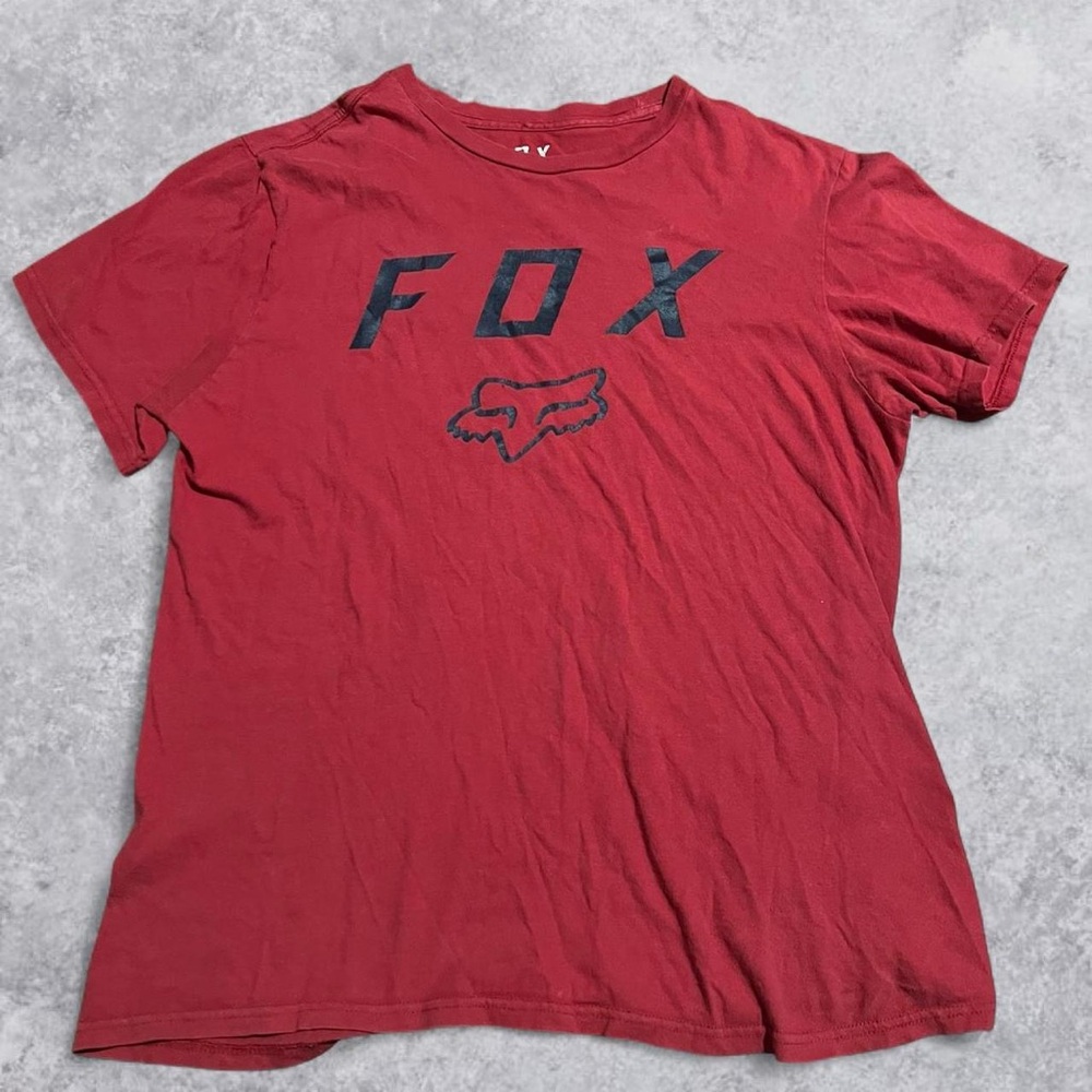 Y2K Fox Racing Front Logo Graphic Red Tshirt Mens Medium